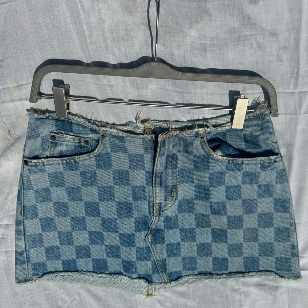 CARMAR DENIM SKIRT - CHECKERED